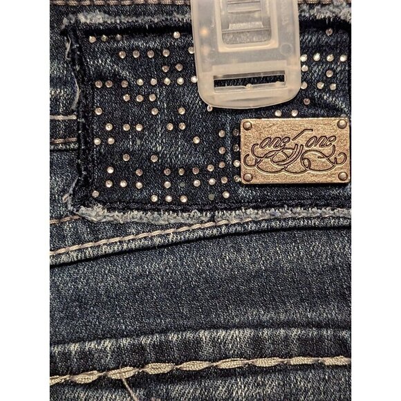 One 5 One Women's Embroidered Bling Denim Jeans Size 14 - Picture 4 of 14